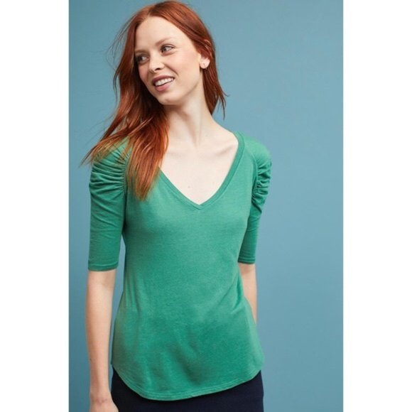 Anthropologie Tops - NWT Anthro Pure + Good Ruched Sleeve XL Green